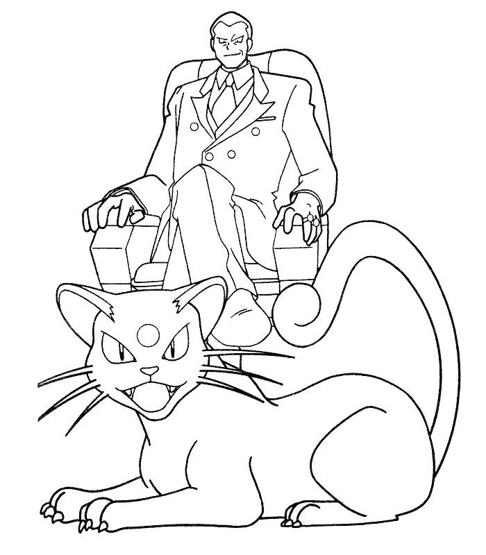 coloriage persian et giovanni le chef de la team rocket